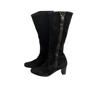 Manas Design Italy Black Suede Heeled Boots 7